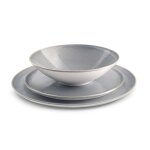 Service de vaisselle 18 pices en grs gris