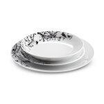 Service de vaisselle 18 pi�ces en porcelaine blanc et noir