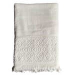 Serviette de bain éponge velours romance blanc 90x170 Serviette de bain éponge velours romance blanc 90x170