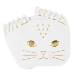 Serviettes chat en papier blanc et dor