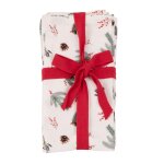 Serviettes en coton biologique motifs feuilles de houx et gui vert et rouge 45x45 (x4) Serviettes en coton biologique motifs feuilles de houx et gui vert et rouge 45x45 (x4)