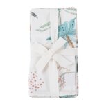 Serviettes en coton biologique multicolore  motif imprim floral 45x45 (x2)