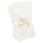 Serviettes en coton blanc motifs palmiers dors brods 40x40 (x4)
