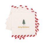 Serviettes en papier blanc, vert et dor (x20)