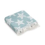 Serviette de plage en coton avec franges aqua marine 90x180cm