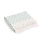 Serviette de plage en coton avec franges  rayures aqua 90x180 cm