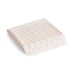 Serviette de plage en coton avec franges  rayures beige 190x180 cm