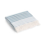 Serviette de plage en coton avec franges  rayures bleu 90x180 cm