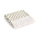Serviette de plage en coton avec franges  rayures vert 190x180 cm