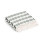 Serviette de plage en coton avec franges vert 190x180 cm
