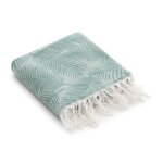 Serviette de plage en coton avec franges vert 90x180cm Serviette de plage en coton avec franges vert 90x180cm