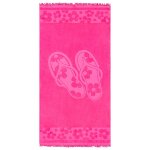Serviette de plage éponge velours ciselé rose kervel 90x170 Serviette de plage éponge velours ciselé rose kervel 90x170