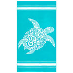 Serviette de plage ponge velours jacquard bleu canard ushaka 90x170