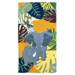 Serviette de plage microfibre  elephant  70x140cm vert