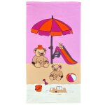 Serviette de plage microfibre  nounours  70x140cm rose