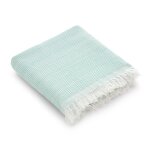 Serviette de plage uni en coton avec franges aqua marine 190x180cm Serviette de plage uni en coton avec franges aqua marine 190x180cm