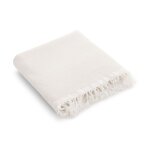 Serviette de plage uni en coton avec franges blanc 90x180cm Serviette de plage uni en coton avec franges blanc 90x180cm