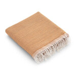 Serviette de plage uni en coton avec franges moutarde 90x180cm Serviette de plage uni en coton avec franges moutarde 90x180cm