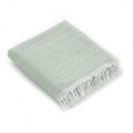 Serviette de plage uni en coton avec franges vert olive 190x180cm Serviette de plage uni en coton avec franges vert olive 190x180cm