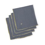 Serviette de table (x4) lin lav bleu orage & or 45x45