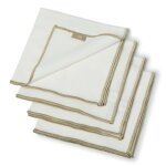 Serviette de table (x4) toile de coton blanc & sable 45x45