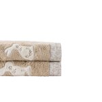 Serviette de toilette coton bio brodé velours beige 50 x 90 cm Serviette de toilette coton bio brodé velours beige 50 x 90 cm