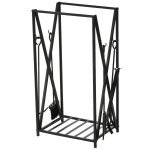 Serviteur de chemine range bches 4 accessoires inclus mtal noir