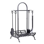 Serviteur de chemine range bches 4 accessoires inclus mtal noir