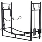 Serviteur de chemine range bches 4 accessoires inclus mtal noir