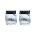 Set de 2 bocaux en verre et laiton