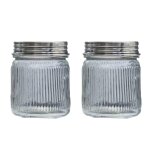 Set de 2 bocaux en verre et laiton