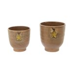 Set de 2 cache - pots décoratifs en terre cuite marron h20 Set de 2 cache - pots décoratifs en terre cuite marron h20