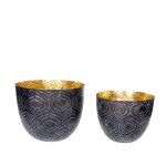 Set de 2 cache - pots décoratifs violets et dorés h25 Set de 2 cache - pots décoratifs violets et dorés h25