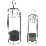 ~ set de 2 cages en m�tal gris ht. 53 68 cm