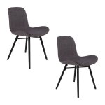 Set de 2 chaises de repas en tissu gris foncé Set de 2 chaises de repas en tissu gris foncé