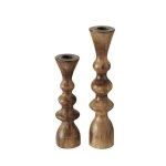 Set de 2 chandeliers en bois de mangue h23cm et h30cm Set de 2 chandeliers en bois de mangue h23cm et h30cm
