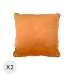 Set de 2 coussins en velours orange 45 x 45 cm