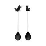 Set de 2 cuillères à café noir métal 0 x 2 x 14 cm Set de 2 cuillères à café noir métal 0 x 2 x 14 cm