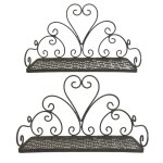 Set de 2 tagres en fer forg marron l. 51 41 cm