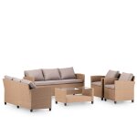 Set de 2 fauteuils et 2 canapés 3 places avec table basse Set de 2 fauteuils et 2 canapés 3 places avec table basse