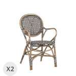 Set de 2 fauteuils en rotin bicolore