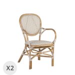 Set de 2 fauteuils en rotin blanc