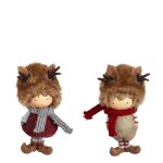 Set de 2 figurines de noël à suspendre en résine rouge et marron h8 Set de 2 figurines de noël à suspendre en résine rouge et marron h8