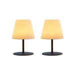Set de 2 lampes de table sans fil led acier gris h16cm