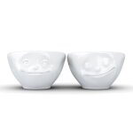 Set de 2 mini bols rêveur et heureux en porcelaine 100ml Set de 2 mini bols rêveur et heureux en porcelaine 100ml