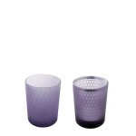 Set de 2 photophores en verre dépoli violet h8 Set de 2 photophores en verre dépoli violet h8