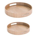 Set de 2 plateaux ronds 35. 5 cm et 40, 5 cm naturel en bois (1 modle