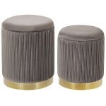 Set de 2 poufs en velours gris avec rangement h40 cm et h36 cm Set de 2 poufs en velours gris avec rangement h40 cm et h36 cm