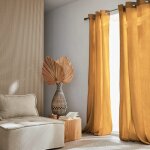 Set de 2 rideaux en gaze de coton or