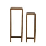 Set de 2 sellettes gigognes carres en teck recycl l34 marron